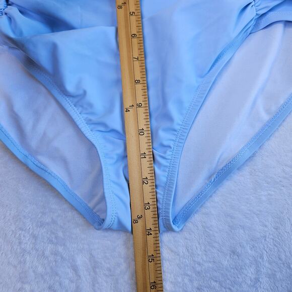 New Crown & Ivy Plus Size 1X Tummy Control Shirred High Waisted Bikini Bottoms - Picture 14 of 15